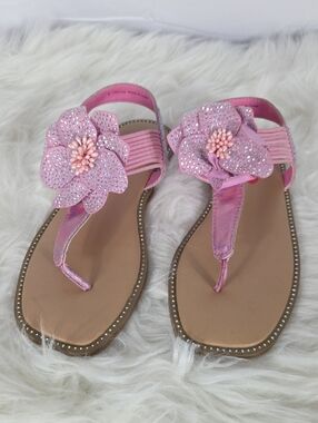 Steve Madden Girls Pink Floral Embellished Sandals